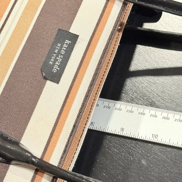 Vintage Kate Spade Striped Autumn Spice Brown Baguette Handbag Purse - Picture 12 of 14